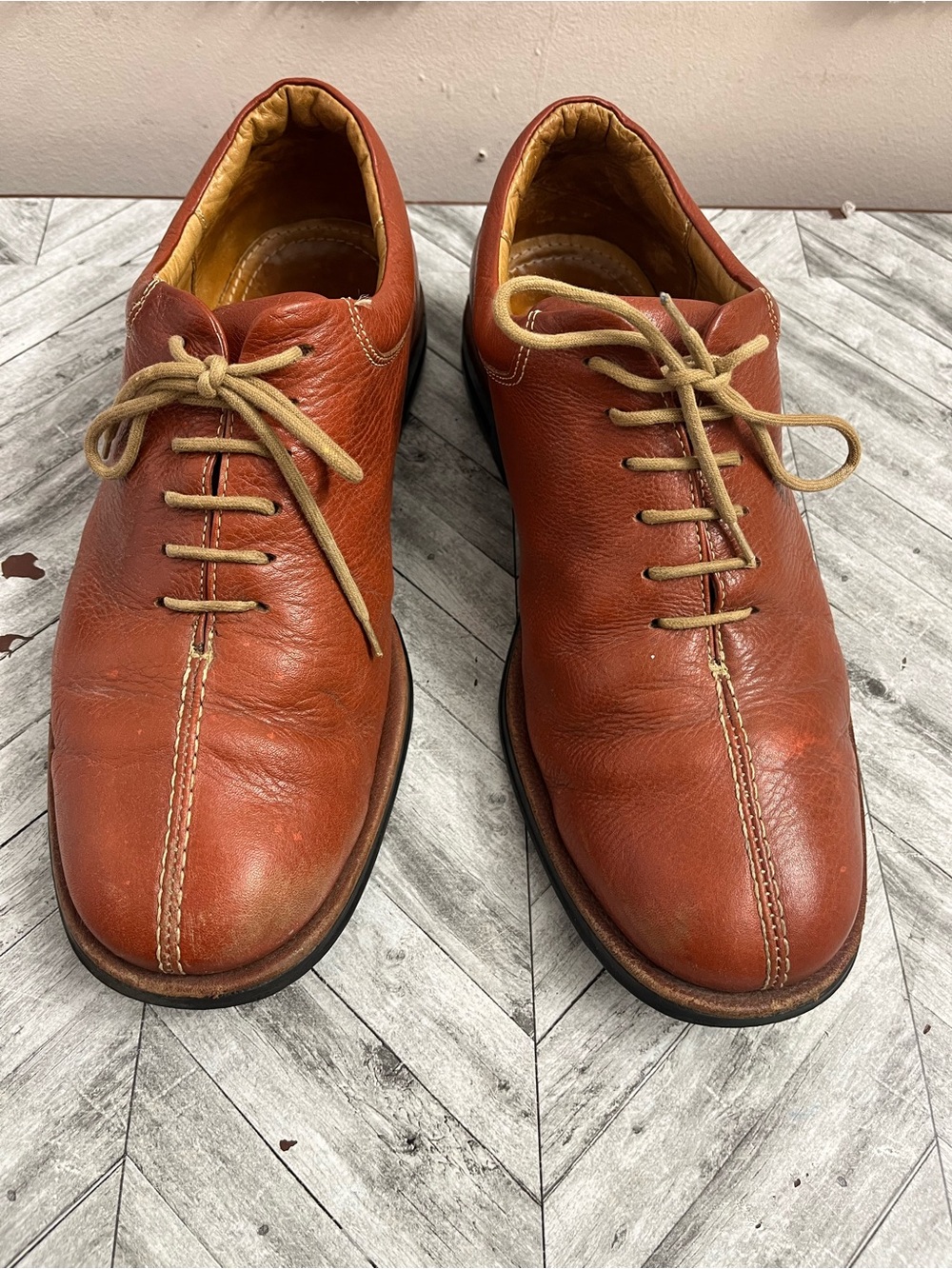 Sandro Men's Leather Lace-Up Oxfords in Warm Chestnut
